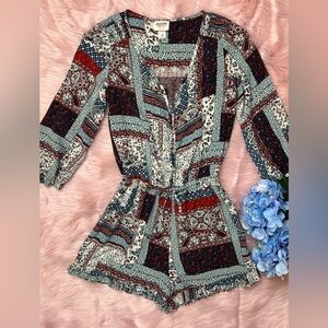 Mossimo Patchwork Print Cute Romper, w/Ruffled Hem. Sz XS